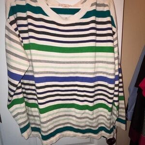 Liz Claiborne Teal and Gray Striped Sweater